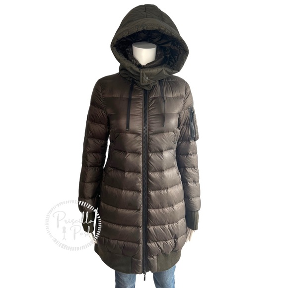 Moncler Drawstring-Back Puffer Jacket Olive Green “Chambly” Long Puffer Coat - Picture 5 of 16